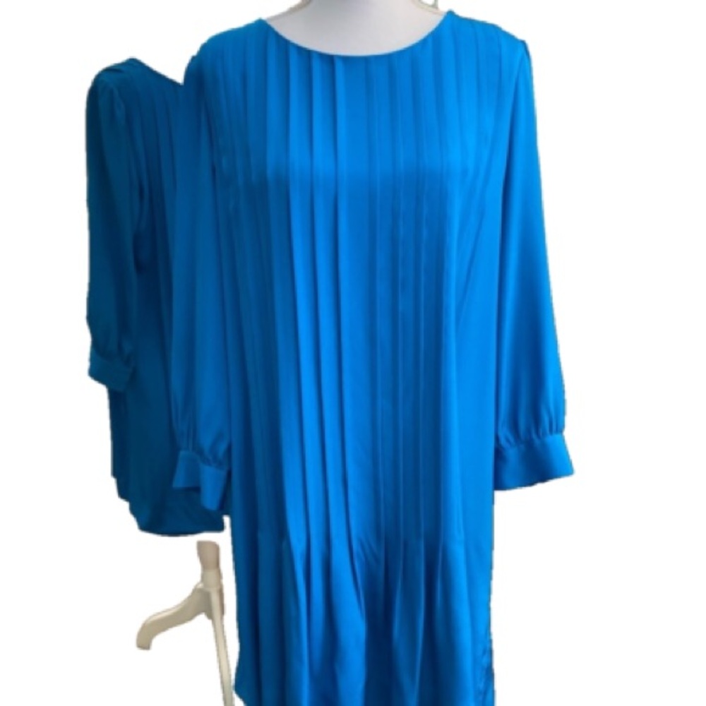 Kate Spade Satin Vibrant Blue Pleated Dress
